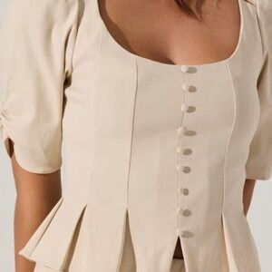 NWT ASTR the label pleated cinched waist cream top